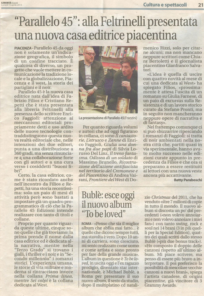 Libertà. 15 aprile, articolo inaugurazione